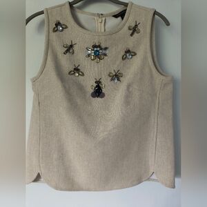 Banana Republic Embellished Beige Sleeveless Top Sz XS